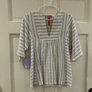 Never A  Wallflower Alice Top Blue Stripe small NWT